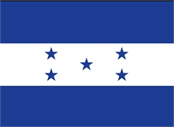 [ai] The flag of Honduras featuring horizontal stripes of blue at the top and bottom with a white central band, displaying five blue stars arranged in an X pattern.